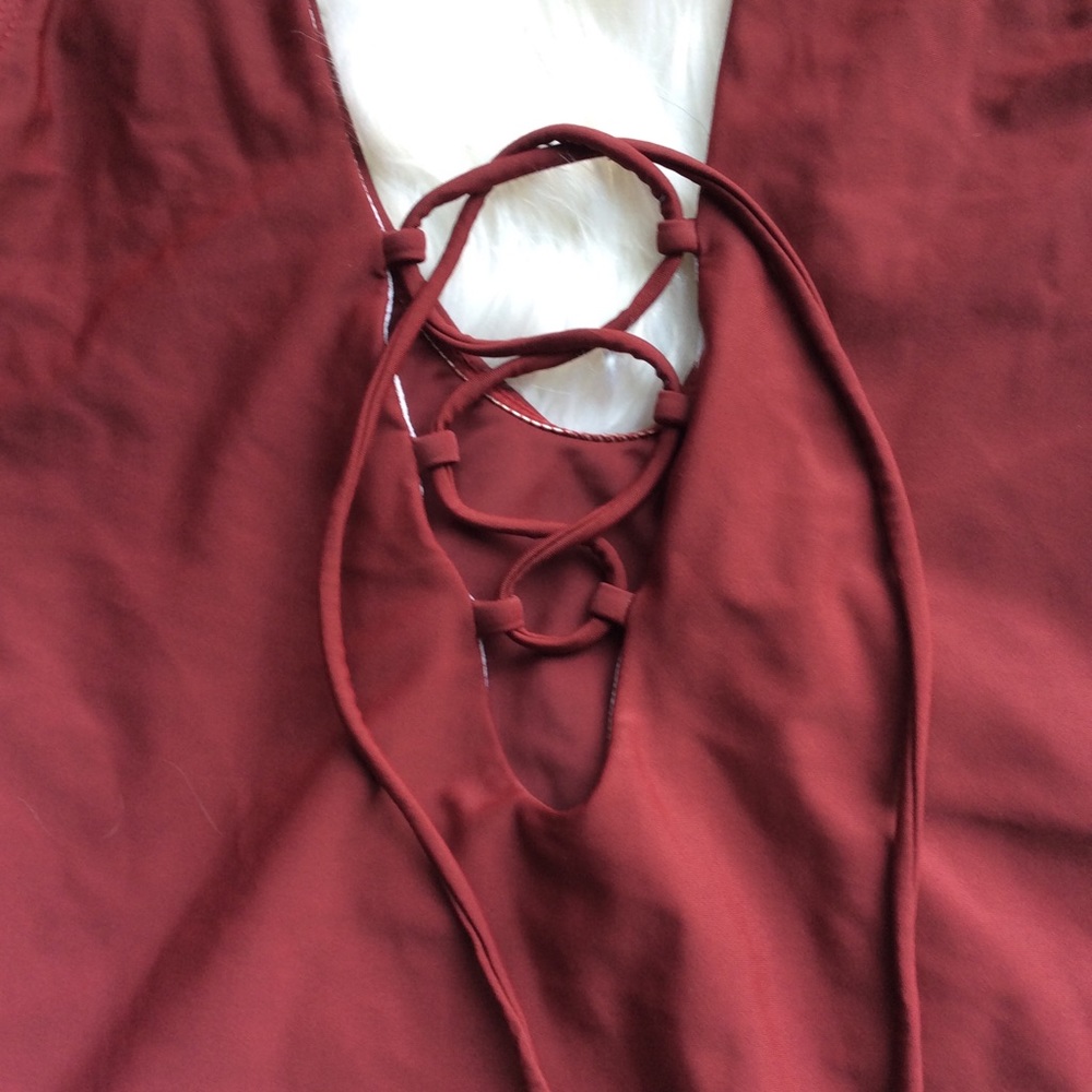 NWOT Lace Up Plunging Swimsuit - Picture 5 of 8